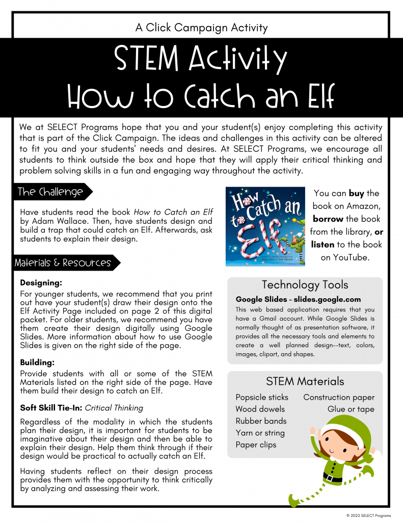 Stem activity how to catch an elf select programs inc 
